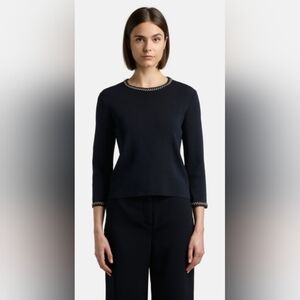 Luisa Spagnoli Embellished Collar Quarter-sleeve Jersey knit pullover size small